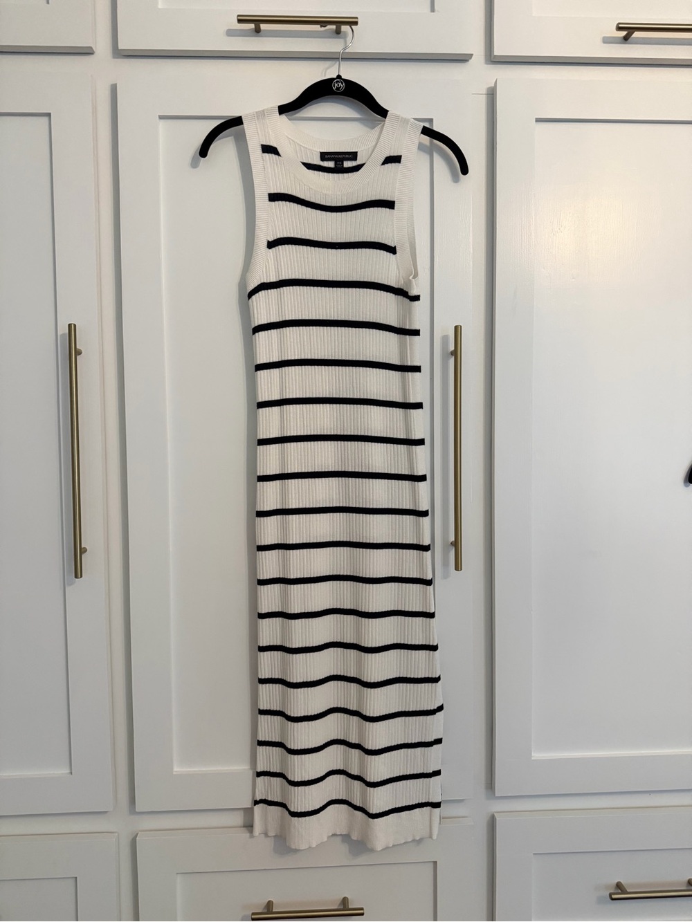 Banana Republic White Dress with Navy Stripes